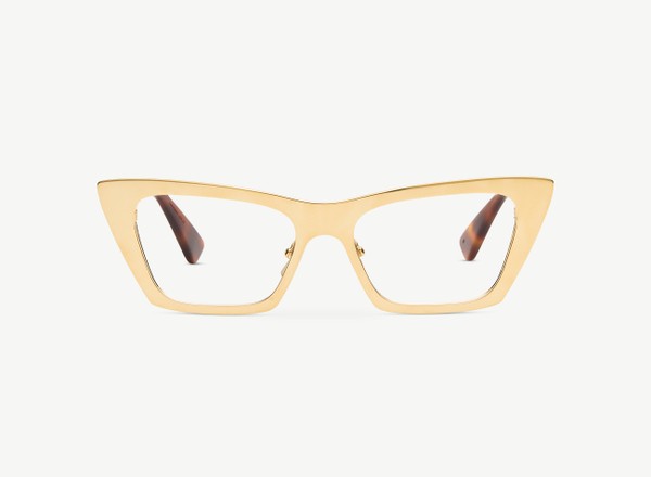 Front view of a pair of eyeglasses called the Glow in Gold
