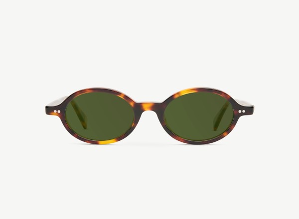 Front view of a pair of eyeglasses called the Archivist in Tortoise