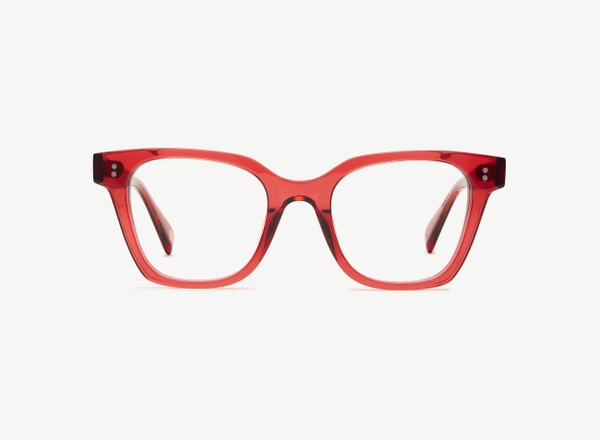 Front view of a pair of eyeglasses called the Lecturer in Burgundy