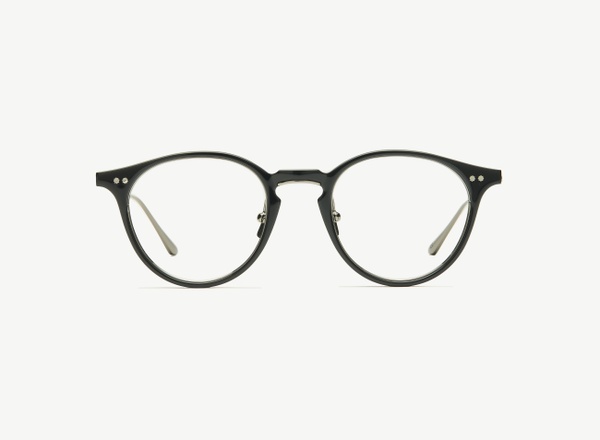 Front view of a pair of eyeglasses called the Lyricist in Black