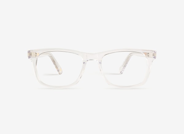 Front view of a pair of eyeglasses called the Founder in Crystal