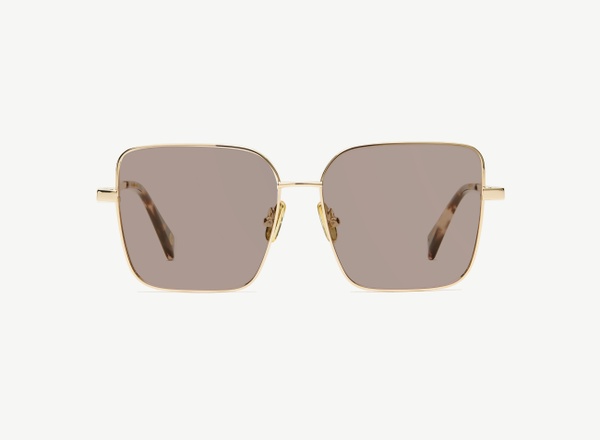Front view of a pair of eyeglasses called the Writer in Rose Gold