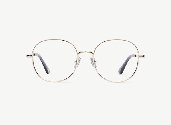 Front view of a pair of eyeglasses called the Guardian in Silver