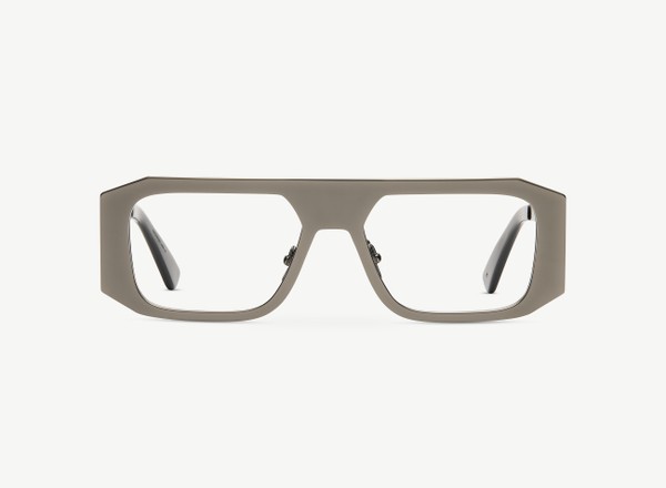 Front view of a pair of eyeglasses called the Astronaut in Gunmetal