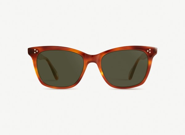 Front view of a pair of eyeglasses called the Model in Amber