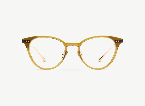 Front view of a pair of eyeglasses called the Melodist in Olive