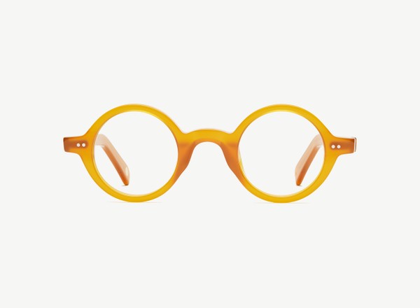 Front view of a pair of eyeglasses called the Poet in Marigold