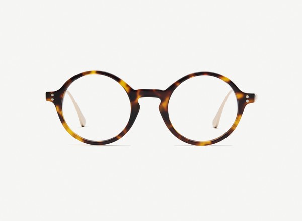 Front view of a pair of eyeglasses called the Curator in Tortoise