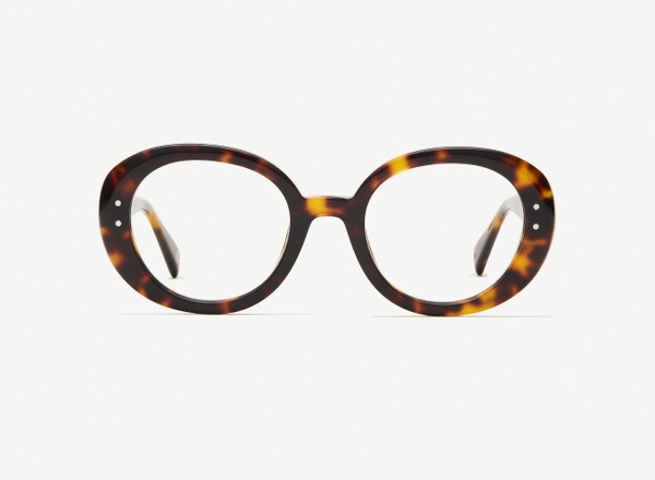 Front view of a pair of eyeglasses called the Collector in Tortoise