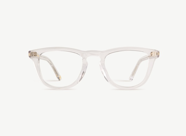 Front view of a pair of eyeglasses called the Pianist in Crystal