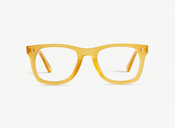Front view of a pair of eyeglasses called the Mentor in Sunflower