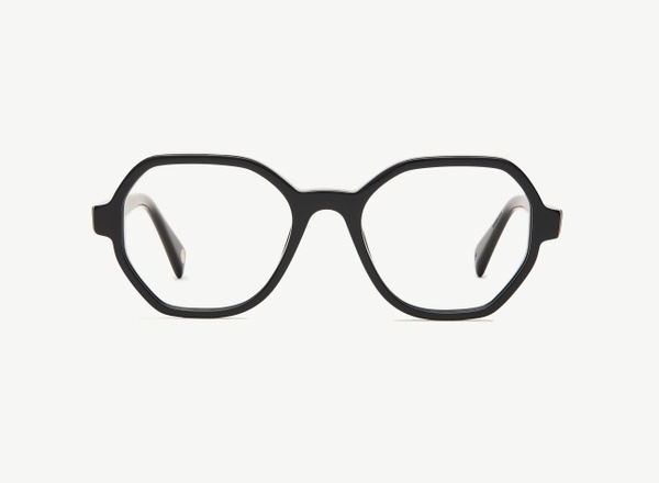 Front view of a pair of eyeglasses called the Storyteller in Black