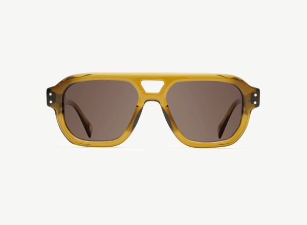 Front view of a pair of eyeglasses called the Admiral in Olive