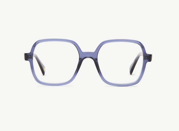 Front view of a pair of eyeglasses called the Reporter in Midnight