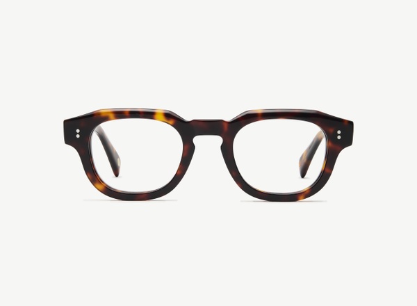 Front view of a pair of eyeglasses called the Cosmonaut in Tortoise