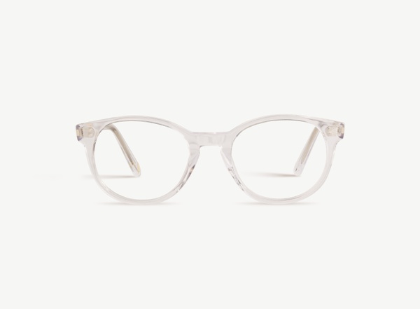 Front view of a pair of eyeglasses called the Londoner in Crystal