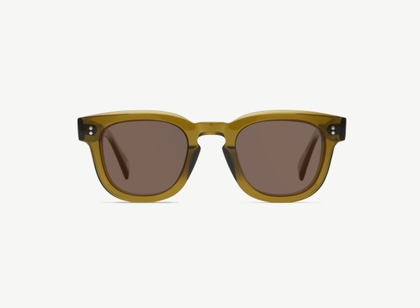 Front view of a pair of eyeglasses called the Romeo in Olive