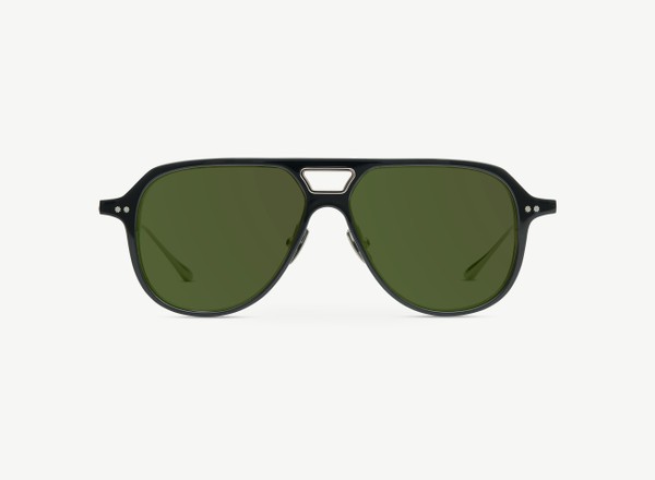 Front view of a pair of eyeglasses called the Aviator in Black
