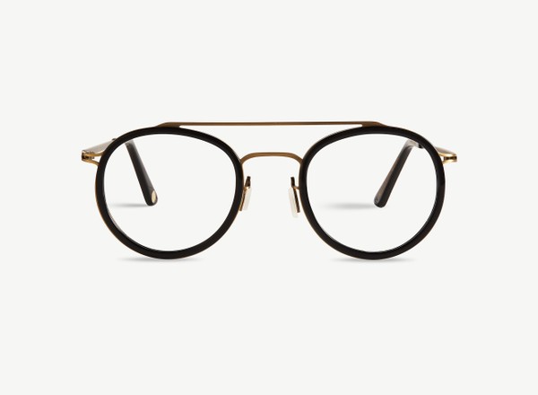 Front view of a pair of eyeglasses called the Player in Black