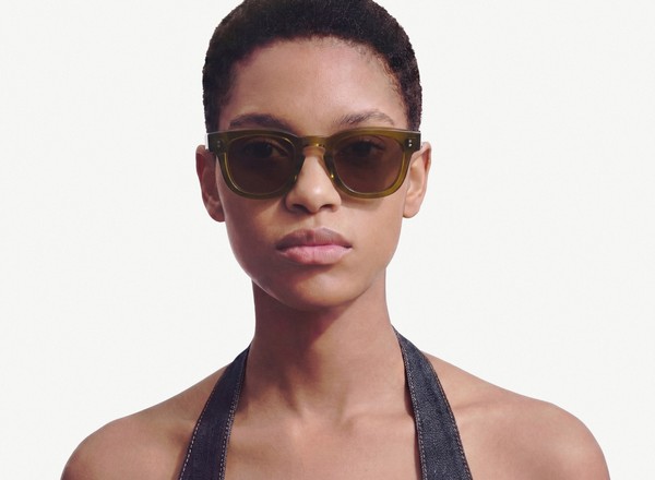 Front view of a pair of eyeglasses called the Romeo in Olive