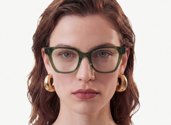 Front view of a pair of eyeglasses called the Lecturer in Jade
