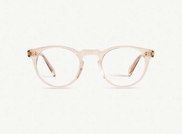 Front view of a pair of eyeglasses called the Bohemian in Nude