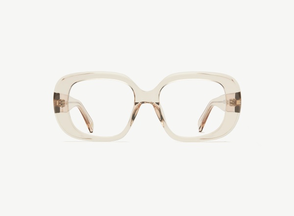 Front view of a pair of eyeglasses called the Fan in Nude