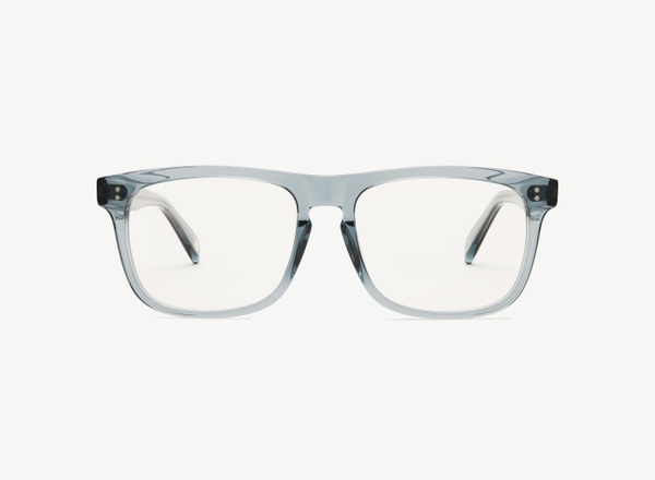 Front view of a pair of eyeglasses called the Captain in Denim
