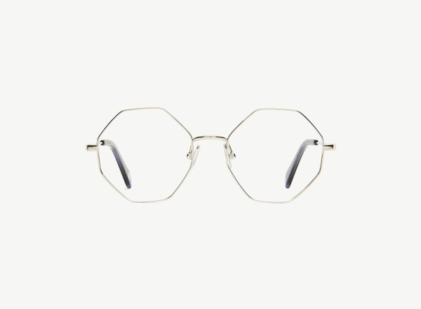 Front view of a pair of eyeglasses called the Utopian in Silver