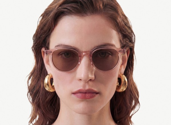 Front view of a pair of eyeglasses called the Director in Rose