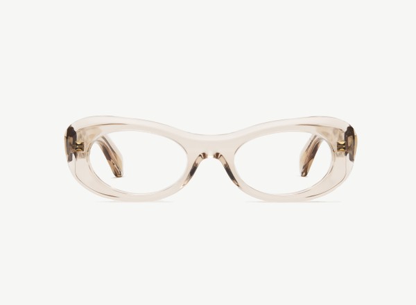 Front view of a pair of eyeglasses called the Flow in Nude