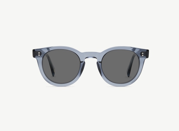 Front view of a pair of eyeglasses called the Messenger in Denim