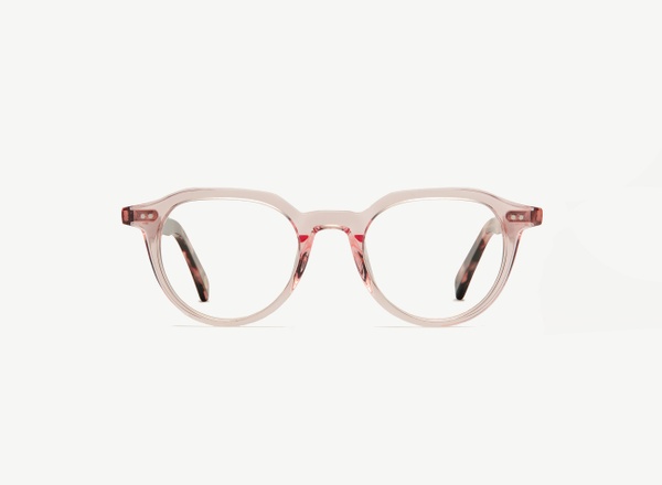 Front view of a pair of eyeglasses called the Director in Rose