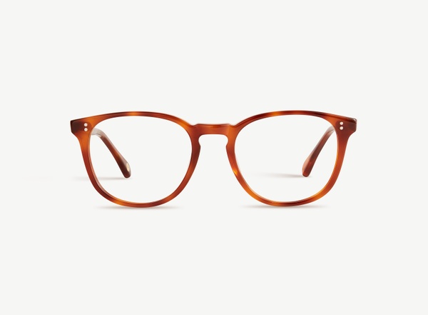 Front view of a pair of eyeglasses called the Pal in Amber