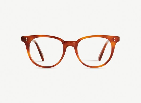 Front view of a pair of eyeglasses called the Aesthete in Amber