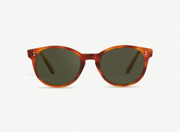 Front view of a pair of eyeglasses called the Londoner in Amber