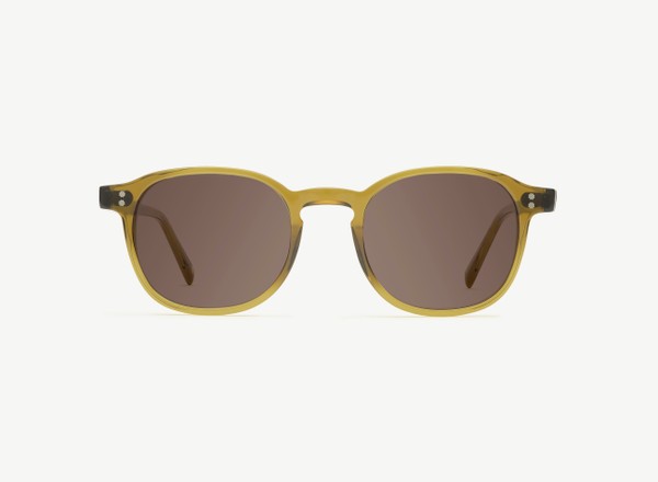 Front view of a pair of eyeglasses called the Idealist in Olive
