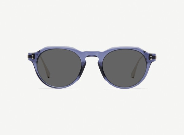 Front view of a pair of eyeglasses called the Editor in Midnight