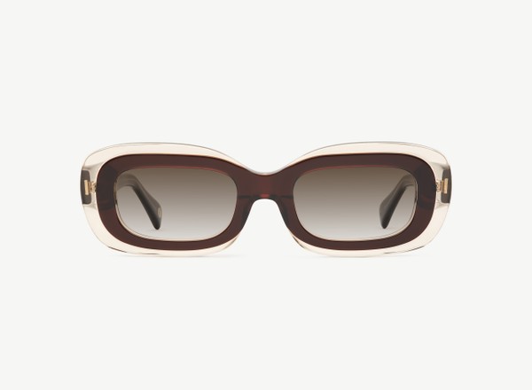 Front view of a pair of eyeglasses called the Serene in Cocoa Fuse