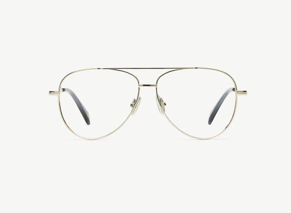 Front view of a pair of eyeglasses called the Soldier in Silver