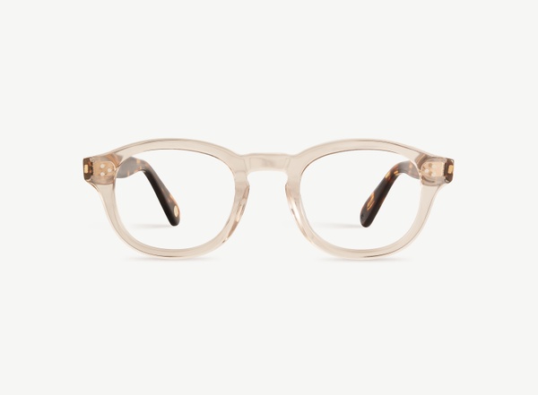 Front view of a pair of eyeglasses called the Optimist in Sunset