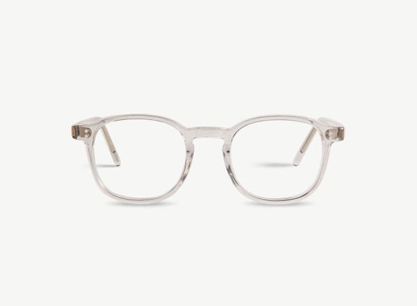 Front view of a pair of eyeglasses called the Idealist in Smoke