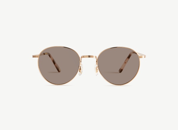Front view of a pair of eyeglasses called the Prodigy in Rose Gold
