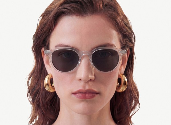 Front view of a pair of eyeglasses called the Director in Crystal