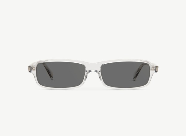 Front view of a pair of eyeglasses called the Blade in Smoke
