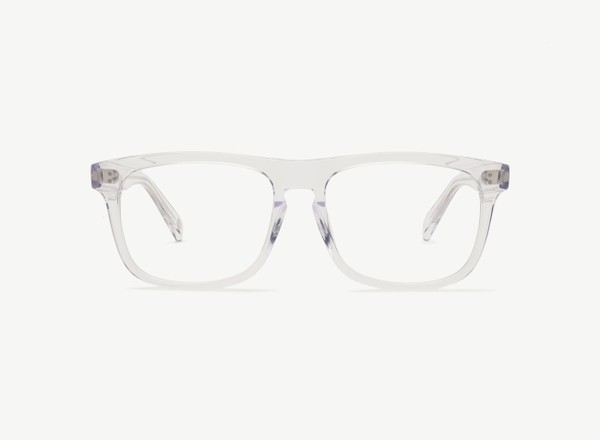 Front view of a pair of eyeglasses called the Captain in Crystal