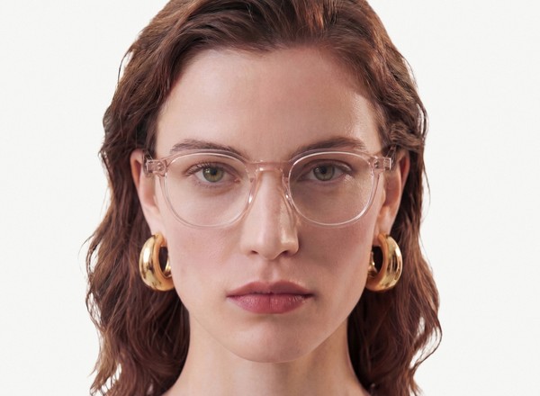 Front view of a pair of eyeglasses called the Idealist in Rose