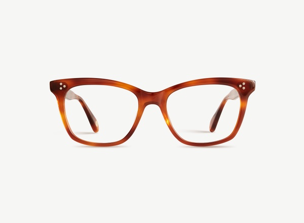 Front view of a pair of eyeglasses called the Model in Amber