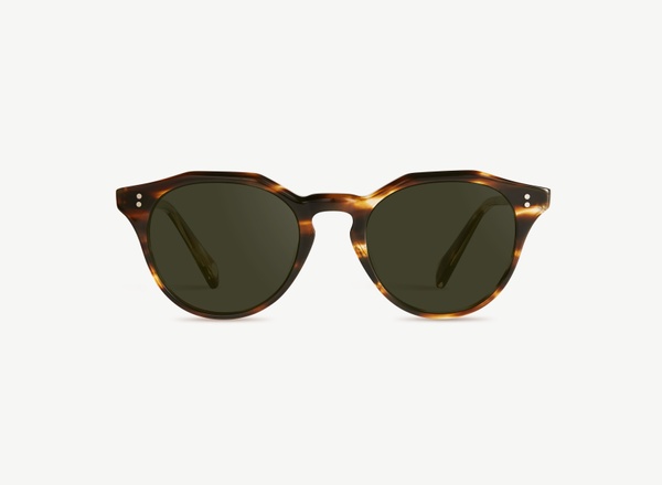 Front view of a pair of eyeglasses called the Maestro in Tobacco