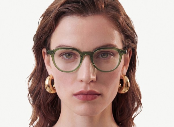 Front view of a pair of eyeglasses called the Director in Jade